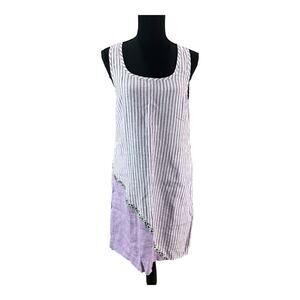 Future Traditions Vietnamese purple white  mixed pattern dress sleeveless Sz Med